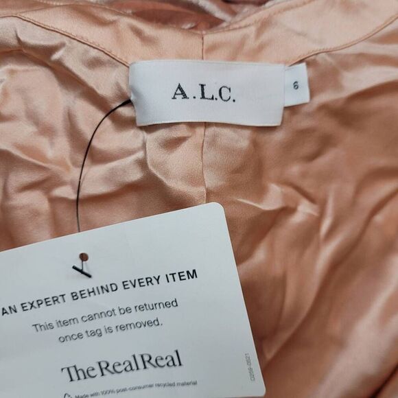 A.L.C. Annex Slip Silk Blend Midi Dress Sz 6 Pink Rose Gold Pull On Sexy Luxury - Picture 8 of 11